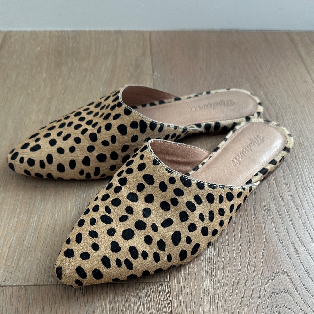 Madewell pony hair animal print slides mules 6.5